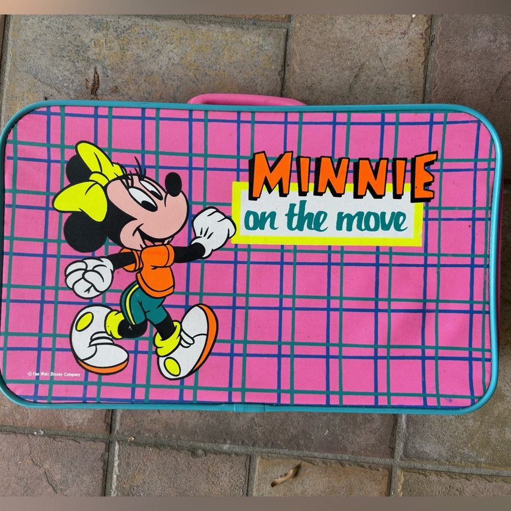 Vintage 1980’s Minnie Mouse Pink Plaid Kid’s Suitcase